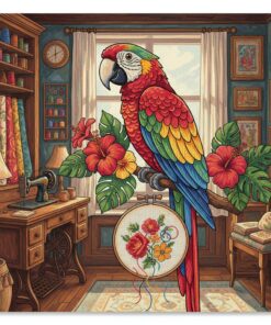 Vintage Macaw Embroidery Room Paint By Numbers