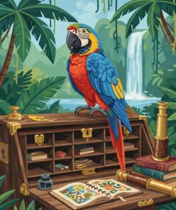 Vintage Macaw Field Desk Paint By Numbers