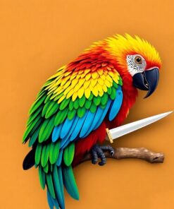 Vintage Macaw Plumed Knife Paint By Numbers
