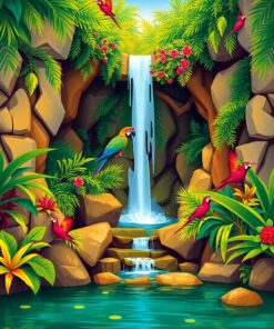 Waterfall Oasis Paint Numbers