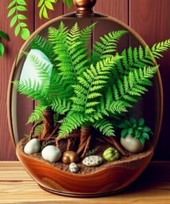 Vintage Mahogany Fern Terrarium Paint By Numbers