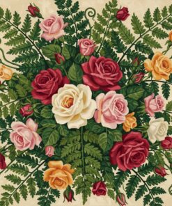 Vintage Maidenhair And Roses Paint By Numbers