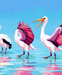 Vintage Mangrove Spoonbills Paint By Numbers