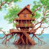 Vintage Mangrove Treehouse Paint By Numbers