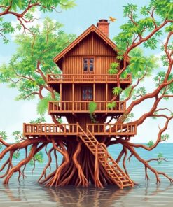 Vintage Mangrove Treehouse Paint By Numbers
