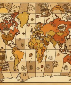 Vintage Map Morning Brew Paint By Numbers