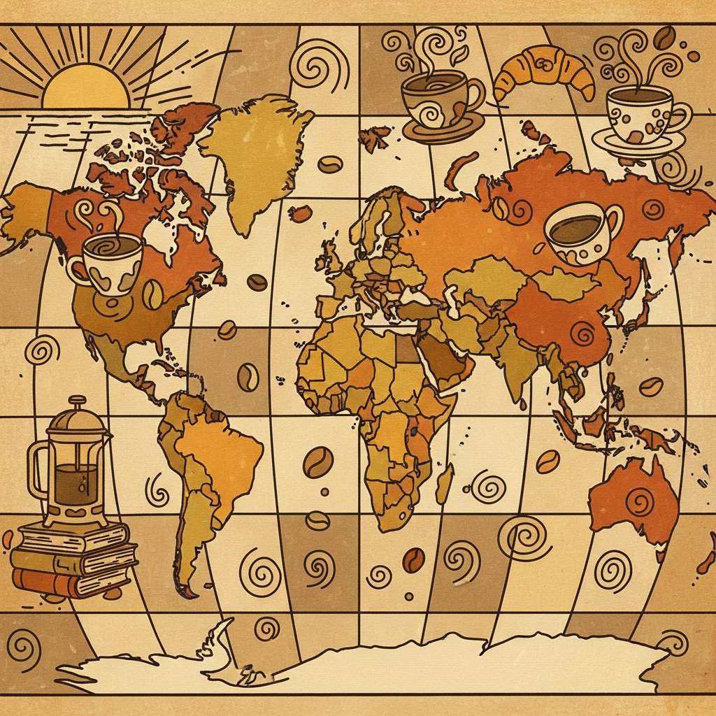 Vintage Map Morning Brew Paint By Numbers Kit - Nostalgic Art completed