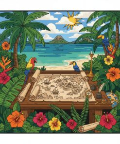 Vintage Mapmakers Tropical Haven Paint By Numbers