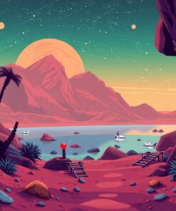 Vintage Martian Oasis Rest Paint By Numbers