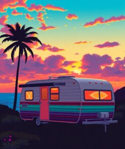 Camper Sunset Paint Numbers