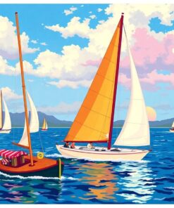 Vintage Maui Sailing Regatta Paint By Numbers