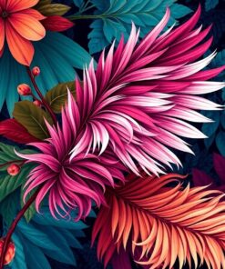 Vintage Merlot Exotic Plumes Paint By Numbers