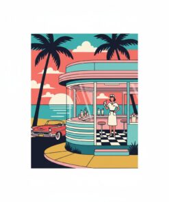 Vintage Miami Beach Diner Paint By Numbers