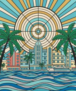 Vintage Miami Deco Moon Paint By Numbers