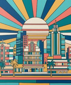 Vintage Miami Deco Skyline Paint By Numbers