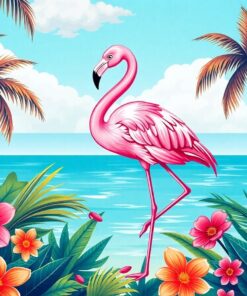 Vintage Miami Flamingo Deco Paint By Numbers