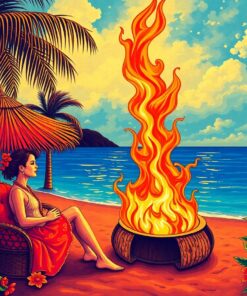Vintage Midsummer Luau Fire Paint By Numbers