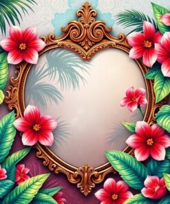 Vintage Mirror Tropical Valentine Paint By Numbers