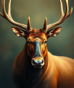 Vintage Mist Elk Portrait paint by numbers