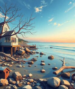 Vintage Misty Driftwood Shore Paint By Numbers