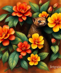 Vintage Mongoose Ginger Blooms Paint By Numbers