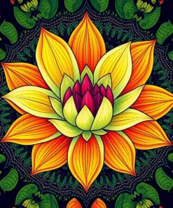 Vintage Monsoon Lily Mandala Paint By Numbers