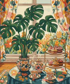 Vintage Monstera Tea Time Paint By Numbers