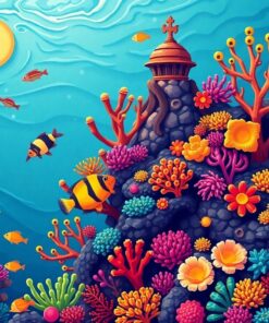 Vintage Moorish Idol Reef Paint By Numbers