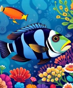 Vintage Moorish Idol Reef Paint By Numbers