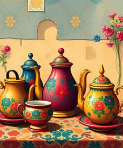 Vintage Moroccan Tea Set Paint By Numbers