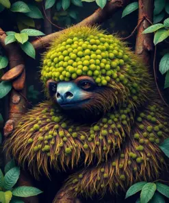 Vintage Moss Covered Sloth Paint By Numbers