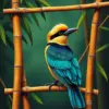 Vintage Motmot On Bamboo Paint By Numbers