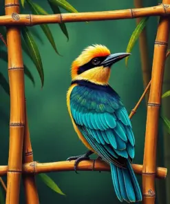 Vintage Motmot On Bamboo Paint By Numbers