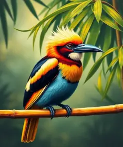 Vintage Motmot On Bamboo Paint By Numbers