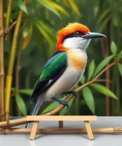 Vintage Motmot On Bamboo Paint By Numbers