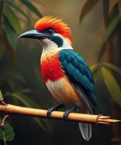 Vintage Motmot On Bamboo Paint By Numbers