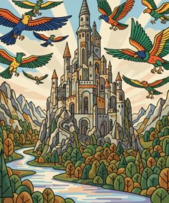 Vintage Mountain Citadel Avian Paint By Numbers