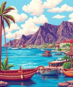 Vintage Nautical Fiji View Paint By Numbers