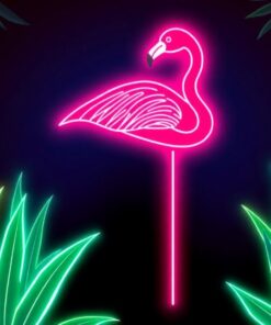 Vintage Neon Flamingo Glow Paint By Numbers