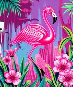 Flamingo Mural Paint Numbers