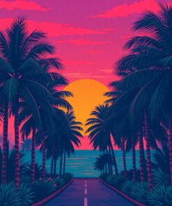 Palm Sunset Paint Numbers