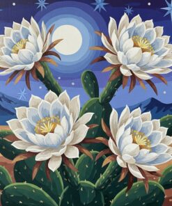 Vintage Nocturnal Cereus Blooms Paint By Numbers