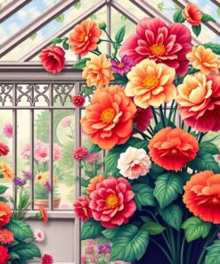 Vintage Nouveau Glasshouse Flower Paint By Numbers