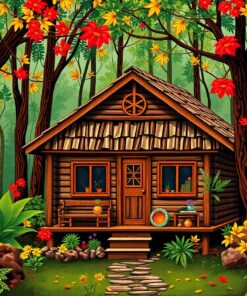 Vintage November Jungle Cabin Paint By Numbers