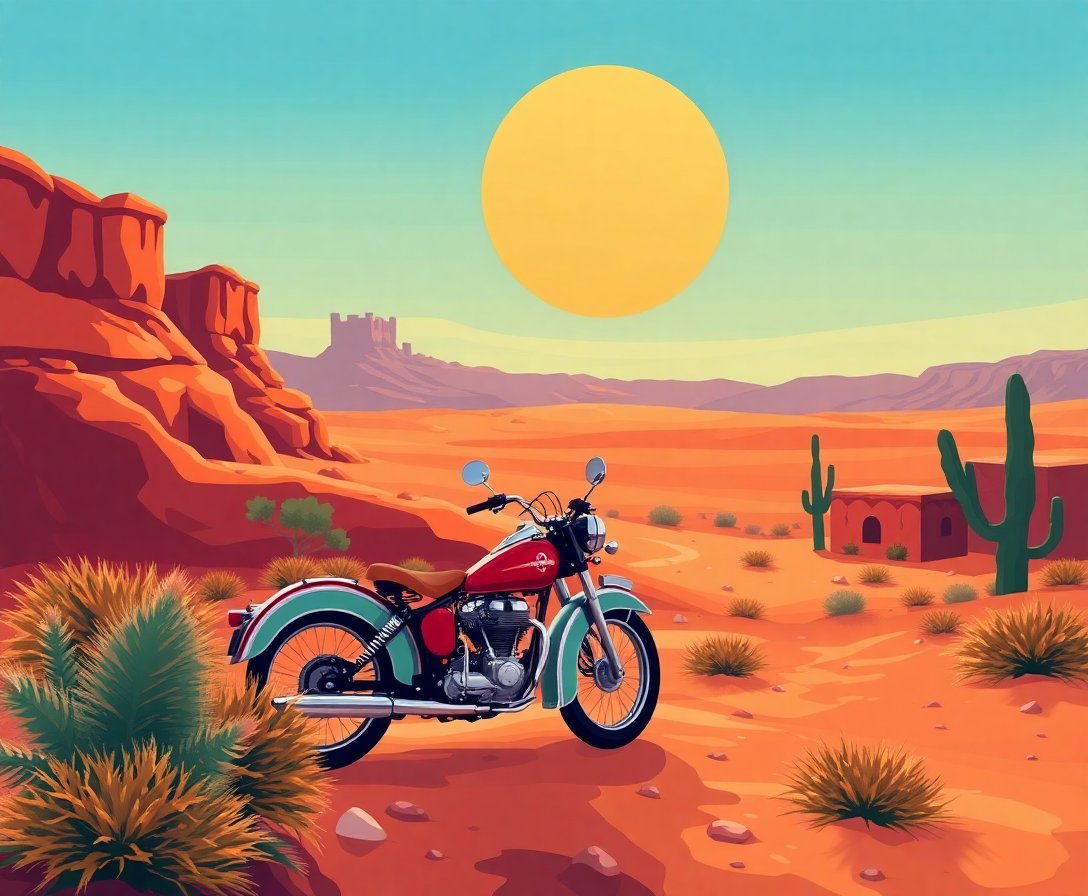 Vintage Oasis Saddle Rest Paint By Numbers Kit - Desert Art completed