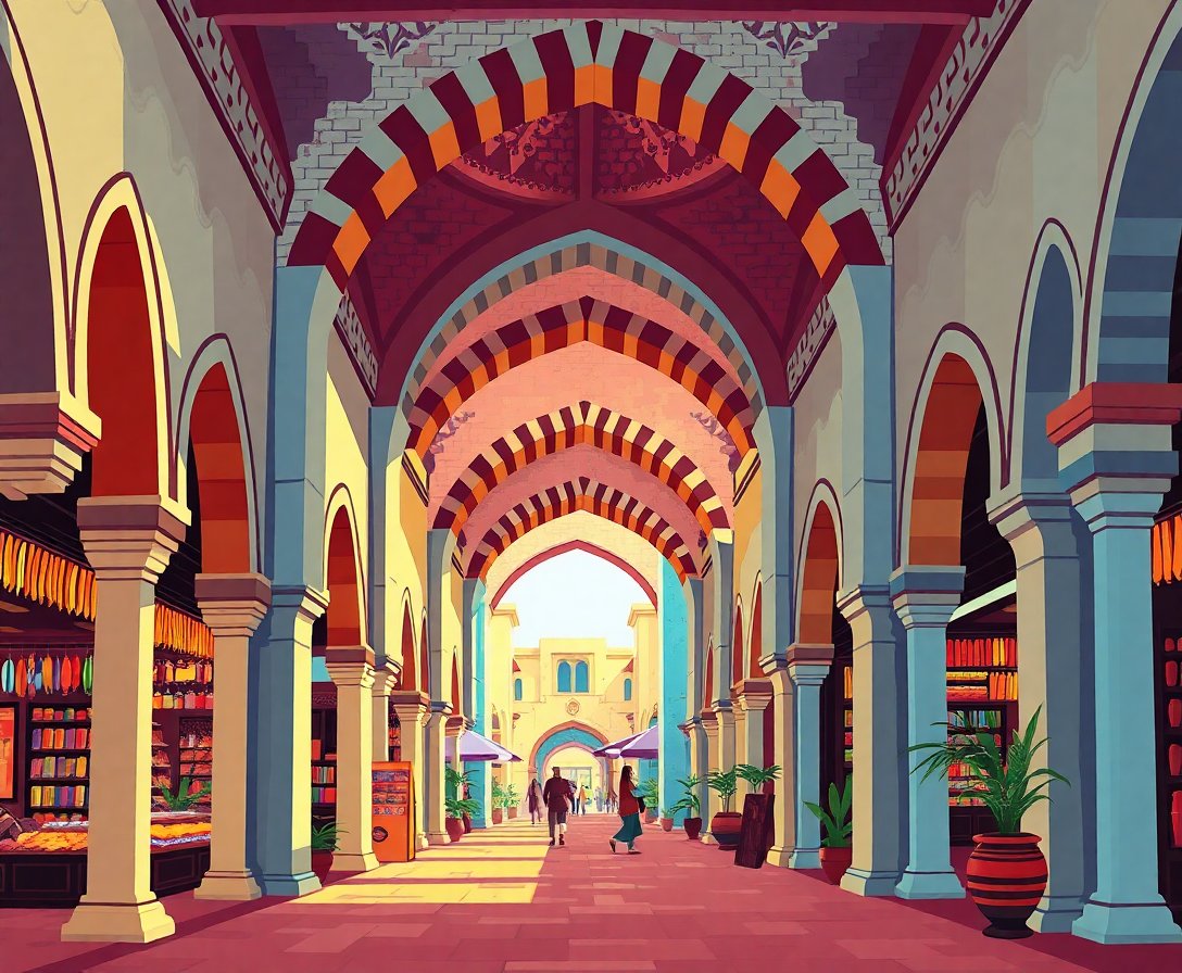 Vintage Oasis Souk Arches Paint By Numbers Kit - Art completed