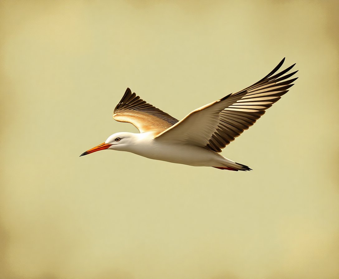 Vintage Ocean Bird Flight Paint By Numbers Kit - Sepia Art completed