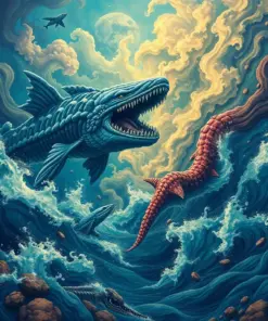 Vintage Ocean Leviathan Clash Paint By Numbers