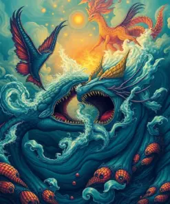 Vintage Ocean Leviathan Clash Paint By Numbers