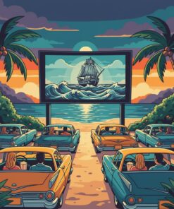 Vintage Ocean Movie Night Paint By Numbers